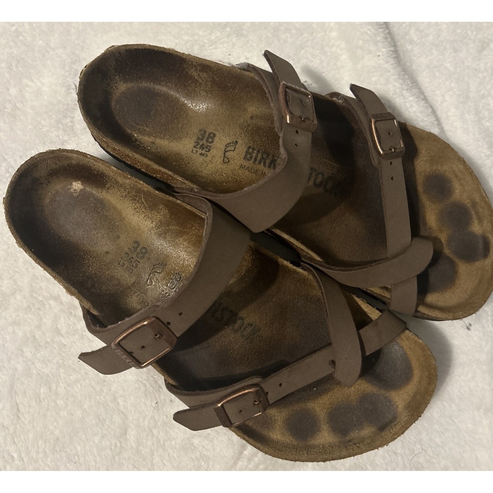 Birkenstock Mayari Womens 38 US 7-7.5 Brown Toe Loop Sandals Made Germany